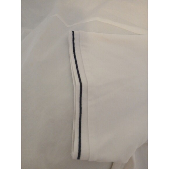 Jones New York Signature Women 2x White Polo/ Navy Trim Short Sleeve Cotton Top - Picture 5 of 14